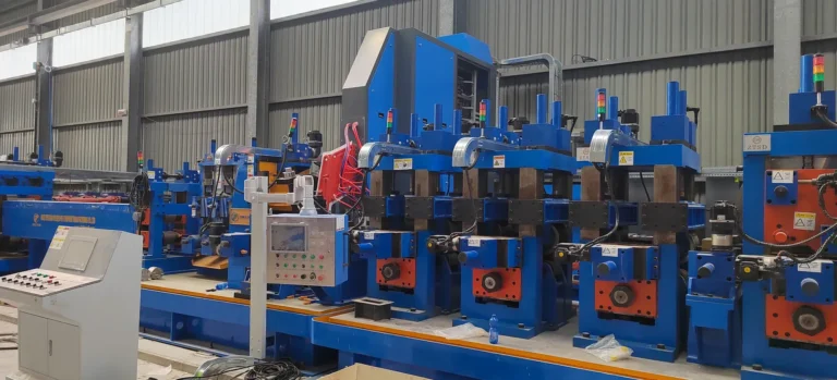 Tube mill line with its control cabinets