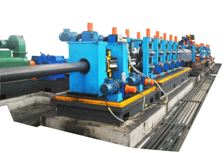 HG165 tube mill line with welded pipe on the runout table
