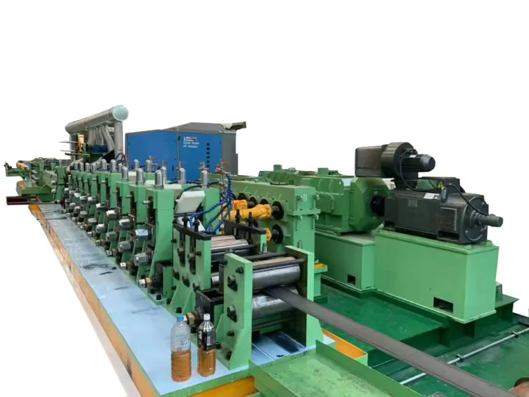 Green-framed HG32 tube mill line with the drive motors on the runout side