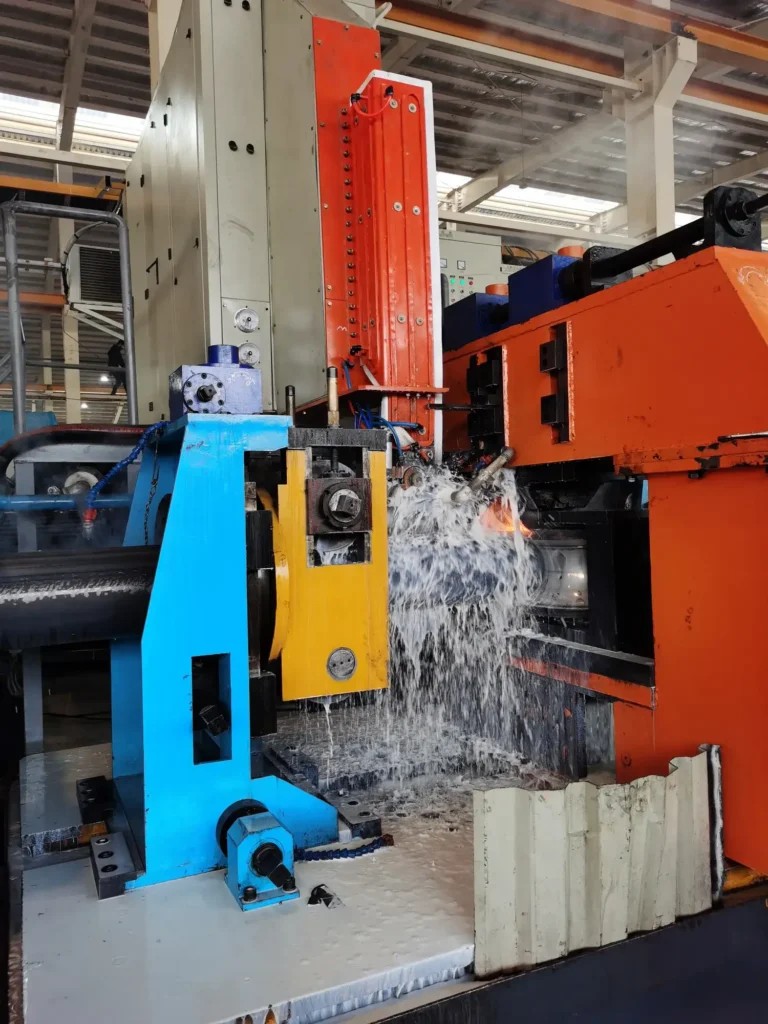 HG325 cut-off saw cutting finished pipe to length
