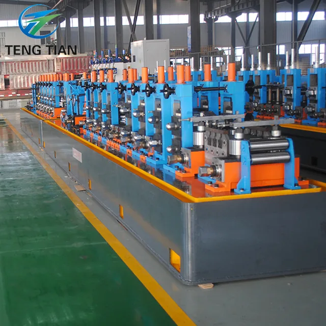 HG76 HFW tube mill line, full length on the green shop floor