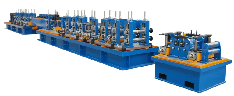 HG76 tube mill line, long view with the cut-off saw