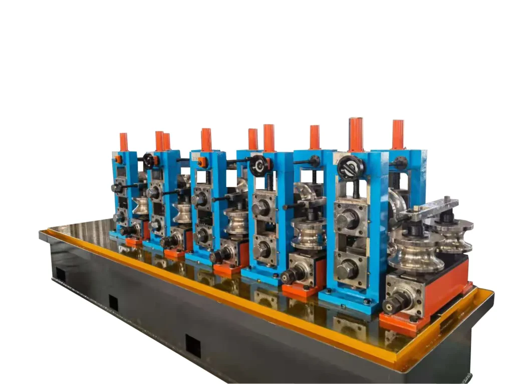 HG89 HFW tube mill line, forming and sizing stands on the orange base frame
