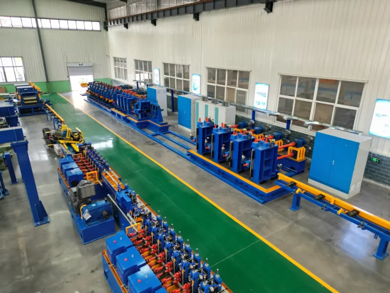Tube mill line on the workshop floor