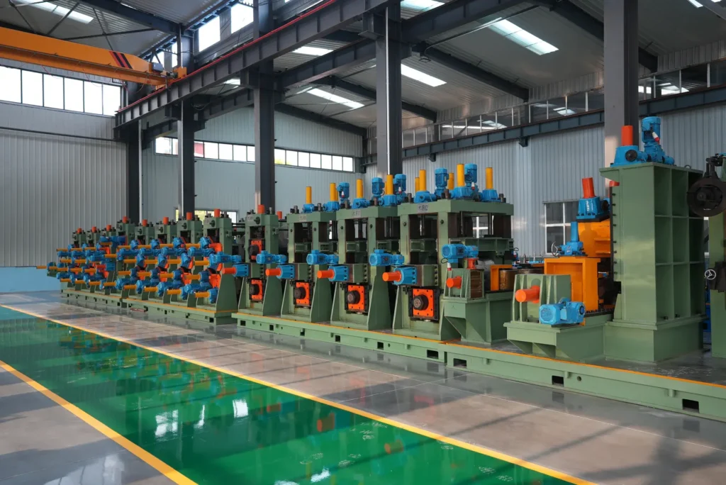 Tube mill line, forming and sizing stands