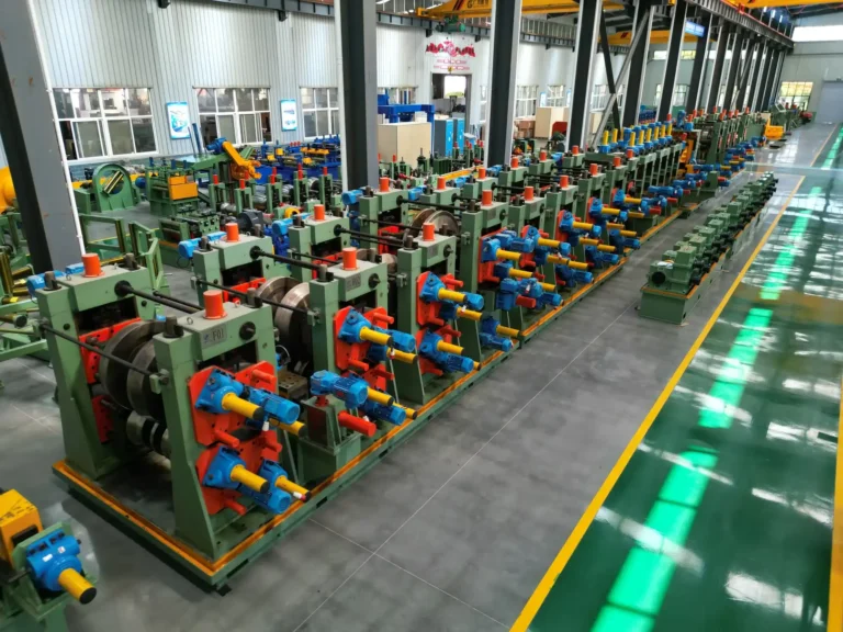Tube mill line on the workshop floor