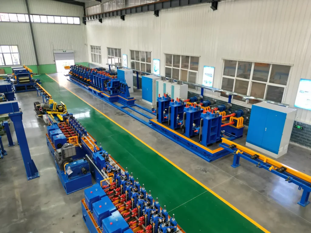 Tube mill line in the workshop