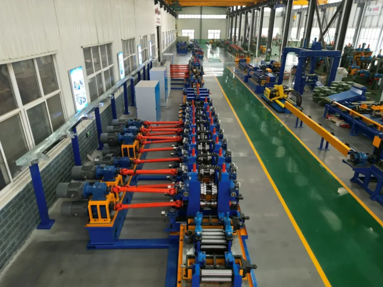 Welded tube mill line running the length of the workshop
